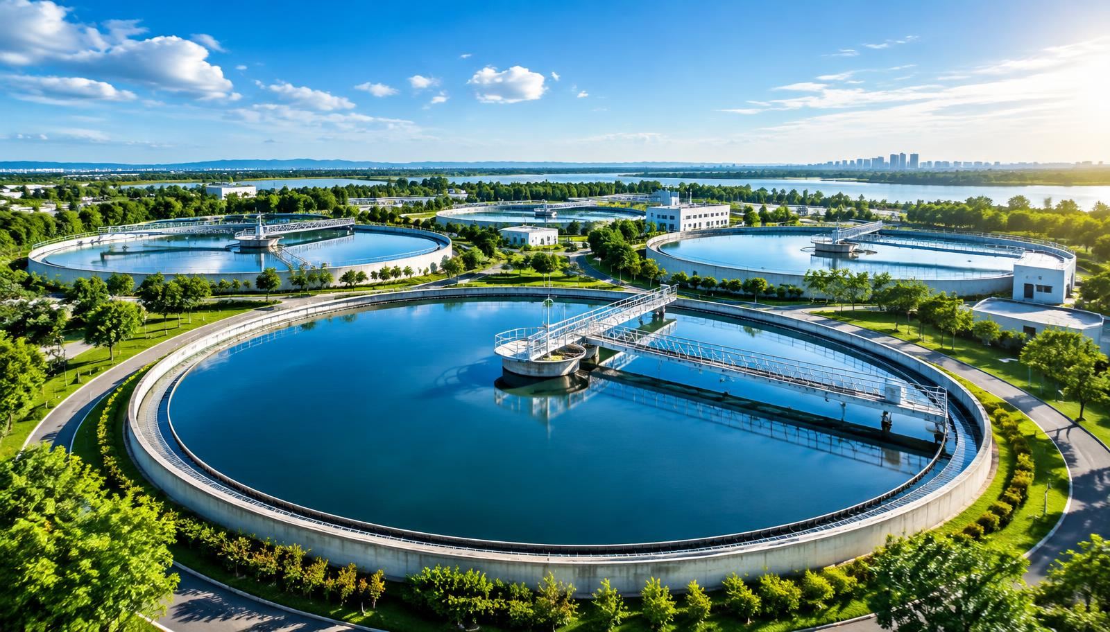 Water treatment plant clarifier tanks